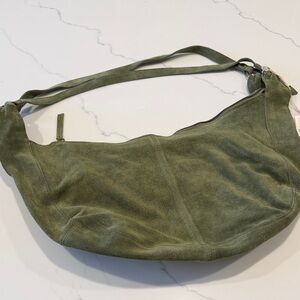 NWT Free People Moss Green Suede Hobo Bag